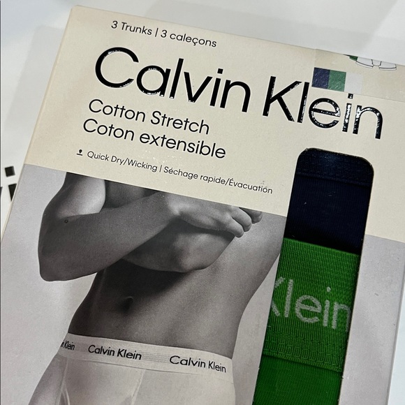 NWT 3-PK Calvin Klein cotton stretch  Trunks color cotton stretch quick dry - Picture 3 of 8